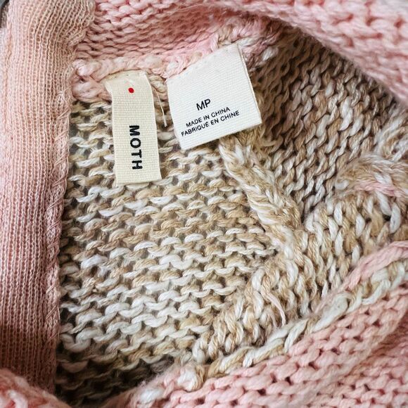 Anthropologie Moth Womens Pink Rust Zip Back Knit Colorblock Sweater Size MP - Picture 6 of 7